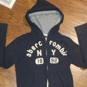 Boy's Abercrombie Kids Zippered Distressed Hoodie